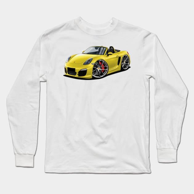 Yellow Low Porsche Long Sleeve T-Shirt by AmorinDesigns